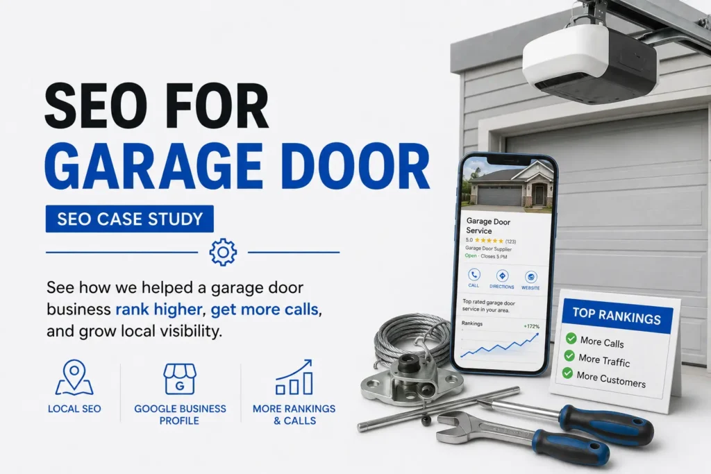 Visual representation of SEO for Garage Door specifically designed to enhance the search visibility and traffic for Garage Door Contractors and companies