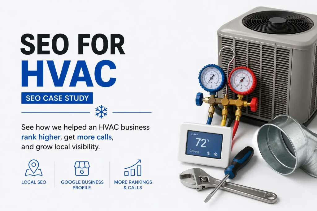 Visual representation of SEO for HVAC specifically designed to enhance the search visibility and traffic for HVAC Contractors and HVAC companies