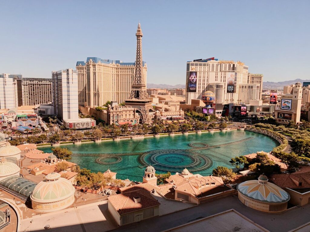 pexels-photo-11052956-11052956 Breathtaking view of Las Vegas Strip with replica Eiffel Tower and vibrant cityscape.